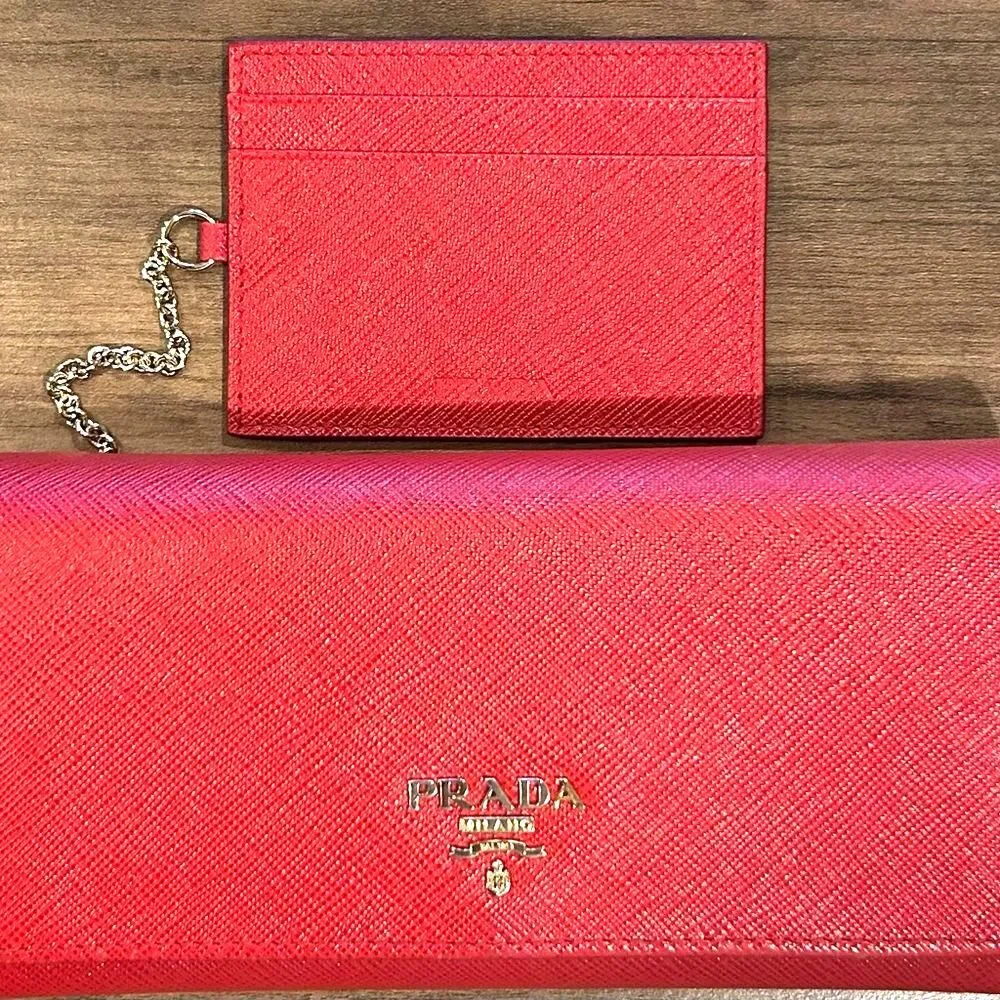 Prada Red Saffiano Leather Long Wallet - Full Inclusion - NEW